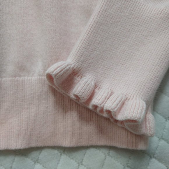 Boden Top Frill Henley Milkshake US 4 Pink Soft Cotton Wool Knit Ruffle Buttons - Picture 3 of 12